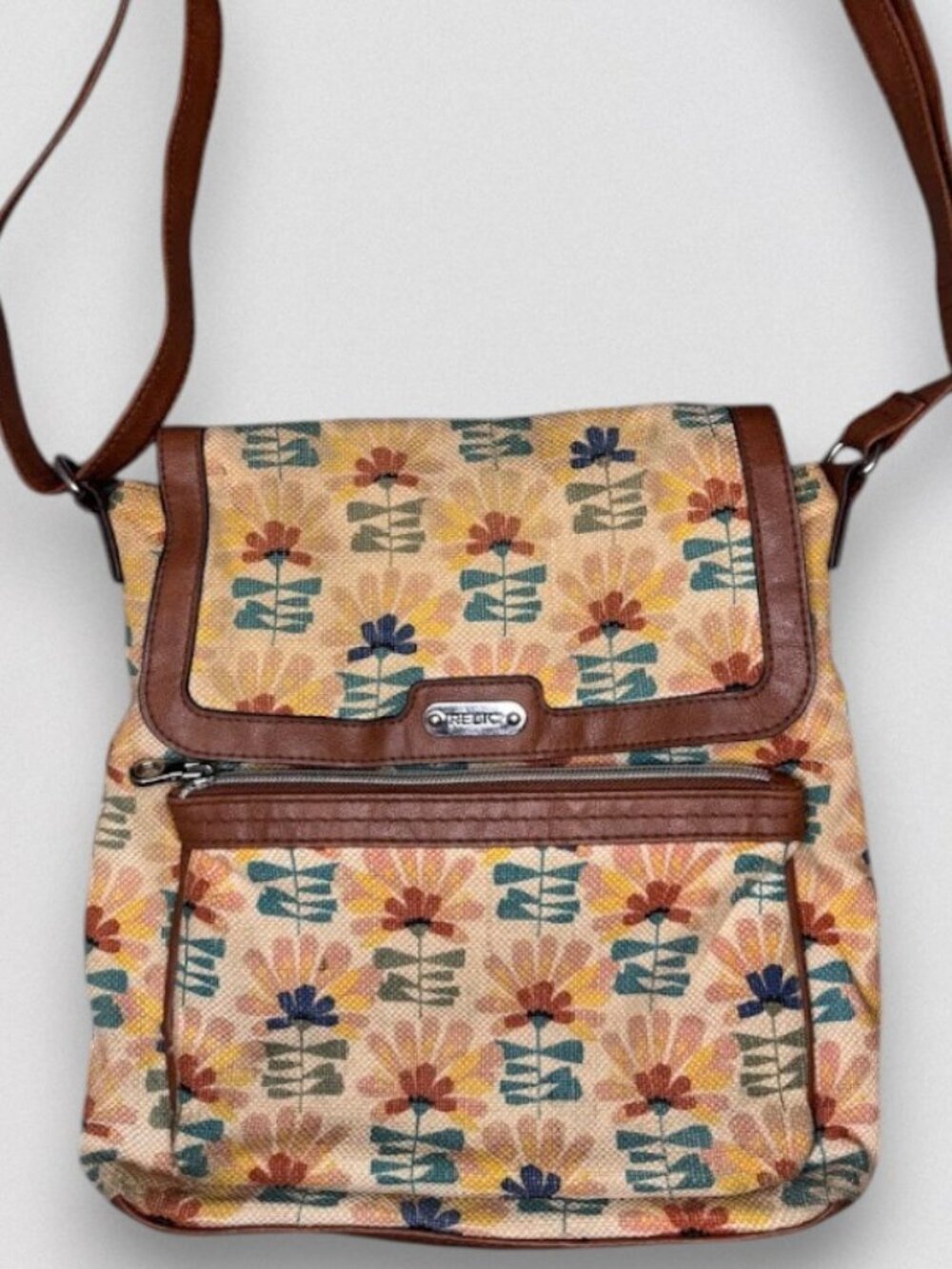 Floral Canvas Crossbody Bag Boho Messenger Adjustable Strap